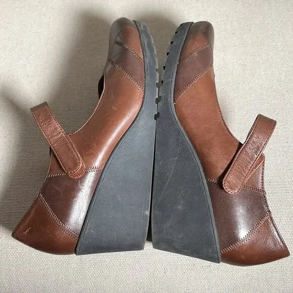 Abeo Ginger brown 2-tone leather Mary Jane wedge shoes academia 8.5 narrow - Picture 10 of 11